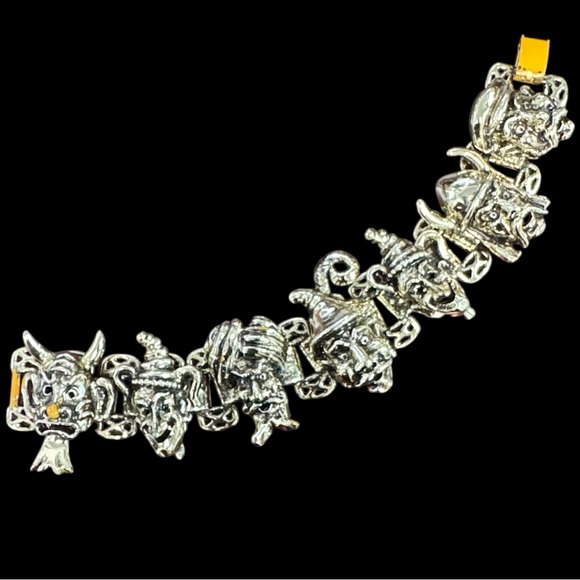Vintage Florenza Book Link Masks Charm Bracelet